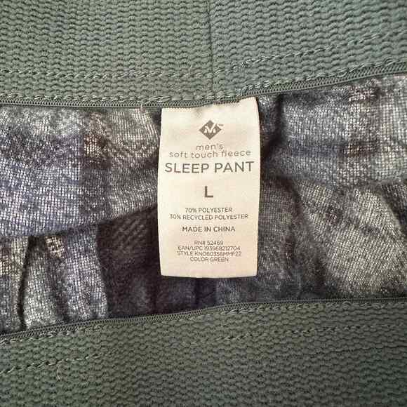 Green Plaid Fleece Lounge Pants Soft Touch Drawstring Waist Men's L - Picture 3 of 6